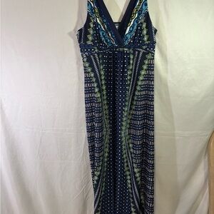 JohnPaulRichard Navy and Green Maxi Dress